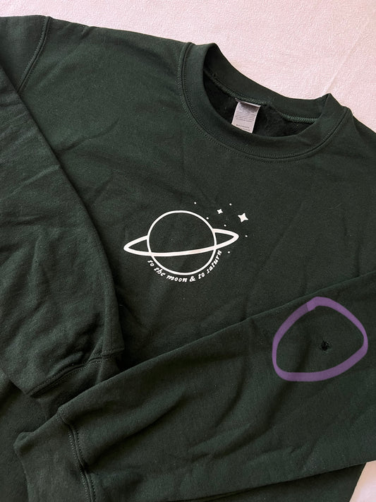 To the Moon & To Saturn Crew: Size S (OOPSIE SALE)