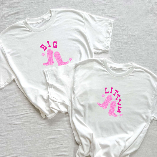 Pink Cowgirl Big Little Tees